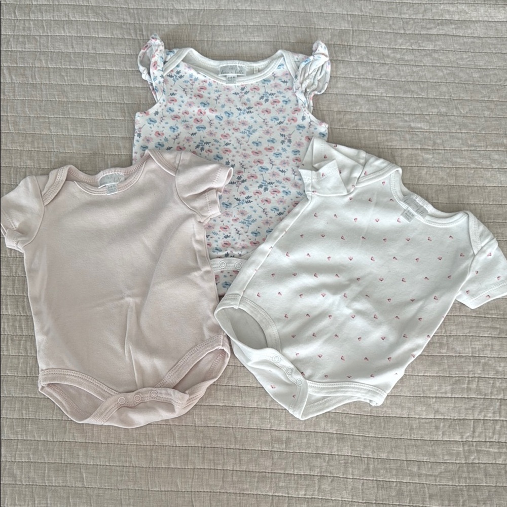 3 Pack - Chic Pink and White Bodysuits with Flutter Sleeves